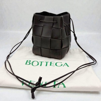 Bottega Veneta Cassette Bucket Bag Brown Intrecciato Leather Japan 071451