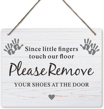Please Remove Your Shoes Sign, 10x8 Inches Shoes Off Sign for Front Door, Since