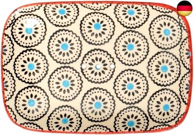 Square soap dish Matthes hand-painted ceramics with holes for water drainage