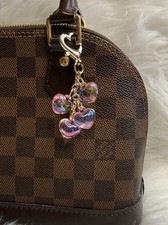 Pink Heart Bag Charm Keychain Jelly Clasp Handmade Valentines Birthday Gift
