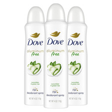 Dove Aluminum Free Deodorant Spray Cucumber Green Tea 4oz 3 Pack 72h
