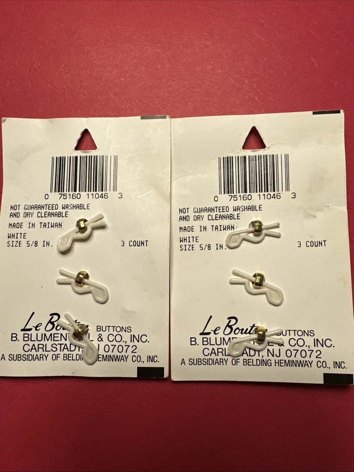 VTG LOT NEW 6 LE BOUTON GOLD METAL ANCHOR WHITE ROUND BUTTONS 5/8 In Nautical - Image 2 of 2