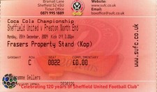 Sheffield United v Preston North End 28/12/09 Ticket Championship