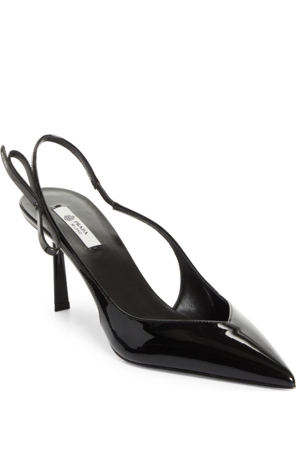 PRADA Bow Ponted Toe Slingback Pumps Shoes Black Leather Size 37