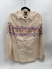 Wrangler Retro Women  s Large Long Sleeve Pearl Snap Western Shirt Cowgirl Aztec