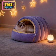 Thermal Cat Cave Winter Warm Plush Bed Enclosed Soft Pet Cave Cat Dog 45 30 19CM