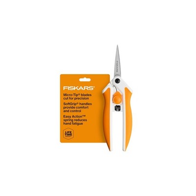 Fiskars Micro-Tip Spring Assisted Scissors, Precision Cutting Stainless Steel Bl