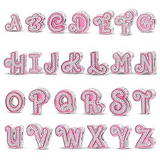 26 Letter Shiny Princess Pink Charms Beads Bracelets DIY Gifts Making Jewelry