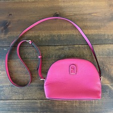 Furla Atena Shock G Pink Leather Crossbody Bag Preppy Barbie 7"x9"