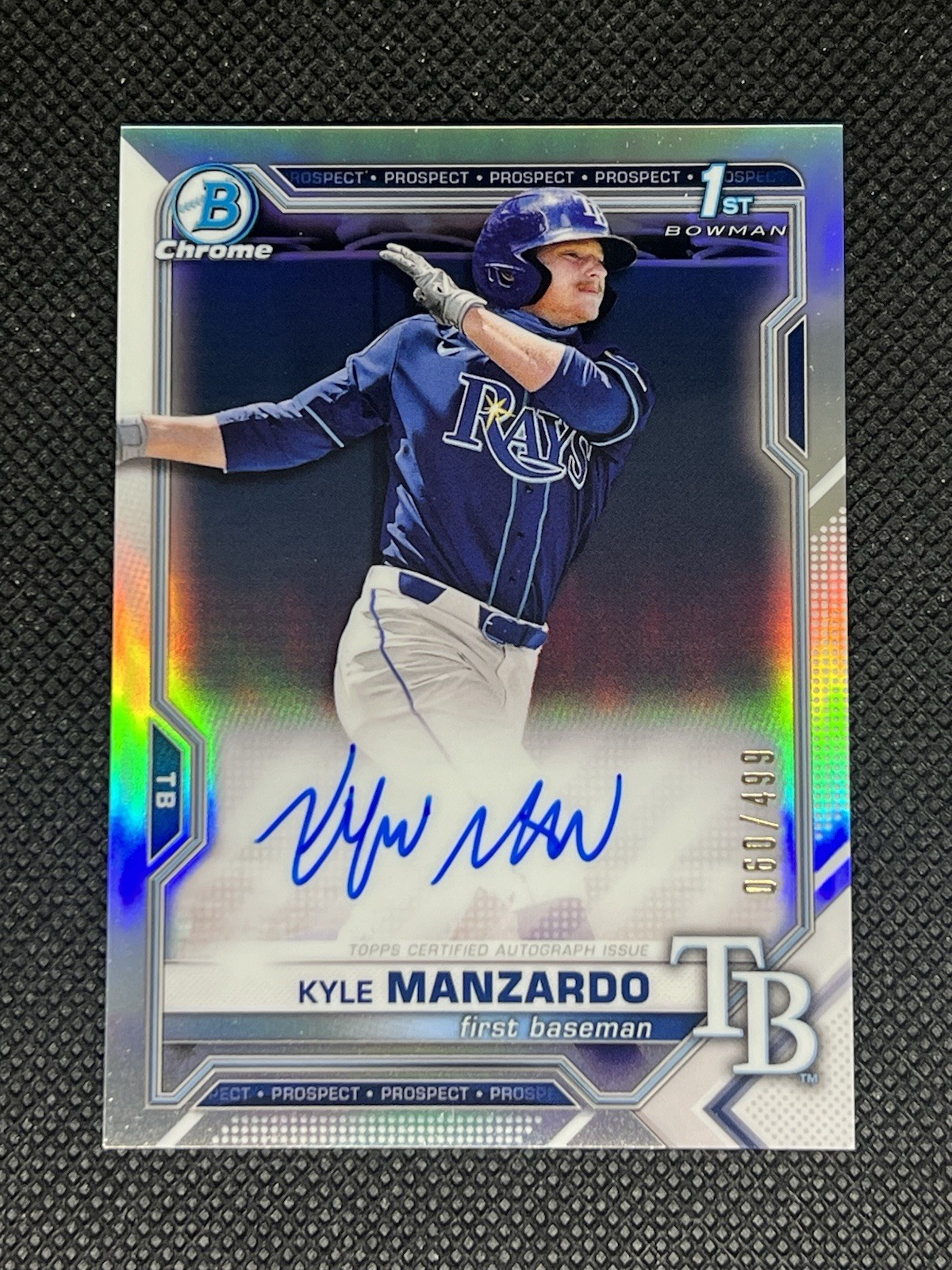 2021 BOWMAN CHROME DRAFT CDA-KM KYLE MANZARDO AUTO REFRACTOR /499