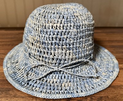Nwot RARE Jaden Rael Madagascar 100 % raffia hat fedora style Jaden Rael Handmade In Madagascar Blue 100% Raffia Medium  main image 3