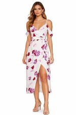Bardot Pink  White Floral Wrap Dress