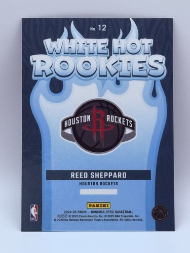2024-25 Panini Donruss Optic Reed Sheppard RC White Hot Rookies Houston - Picture 2 of 2