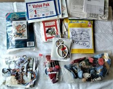 Cross Stitch Assorted Lot Patterns Fabric, Threads, etc.