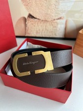 Salvatore Ferragamo Men's Adjustable Belt Brown/Black 90cm 