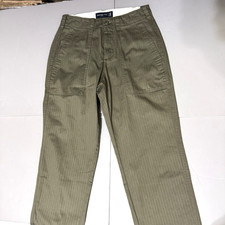 Abercrombie & Fitch Loose Fit Herringbone Pants Trousers 28 30 29 Military Olive
