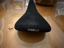 Cinelli Unicanitor Milano Logo Black Suede padded saddle New Old Stock NOS