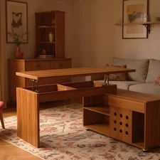 55.1''L, Home Office L-Shaped Versatile Desk Height Adjustable Extendable Desk