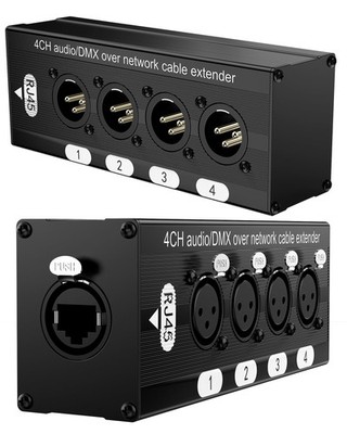 XLR Snake, 4 Channel Multi Network 3-Pin XLR/DMX/AES-EBU to RJ45 Ethercon, Br...