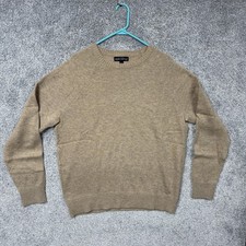 J Crew Mercantile Sweater L Tan Lambswool Nylon Minimalist Quiet Luxury Preppy