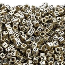 1500pcs Acrylic Black Letter Beads - Gold Cube Friendship Bracelets Alphabet ...
