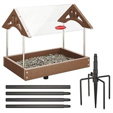 Adjustable Platform Bird Feeder for Outside, Recycled Plastic, Metal Mesh
