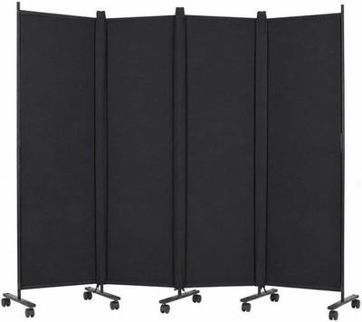 Room Divider, 4-Panel Folding Privacy Screenwith Locking Wheels Wide Feet,