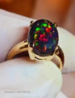 Ethiopian Fire Opal Ring Statement 925 Sterling Silver Ring Black Opal Rings