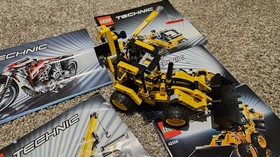 Lego Technic Pieces Lot, and 8051 Motorbike, 42004 Backhoe Loader