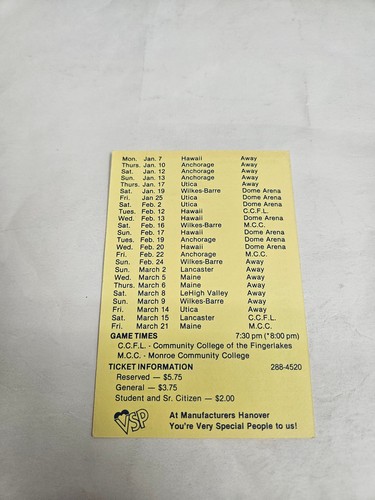 ES25 Rochester Zeniths 1979/80 CBA Basketball Pocket Schedule Card - Manufacture - Picture 2 of 2