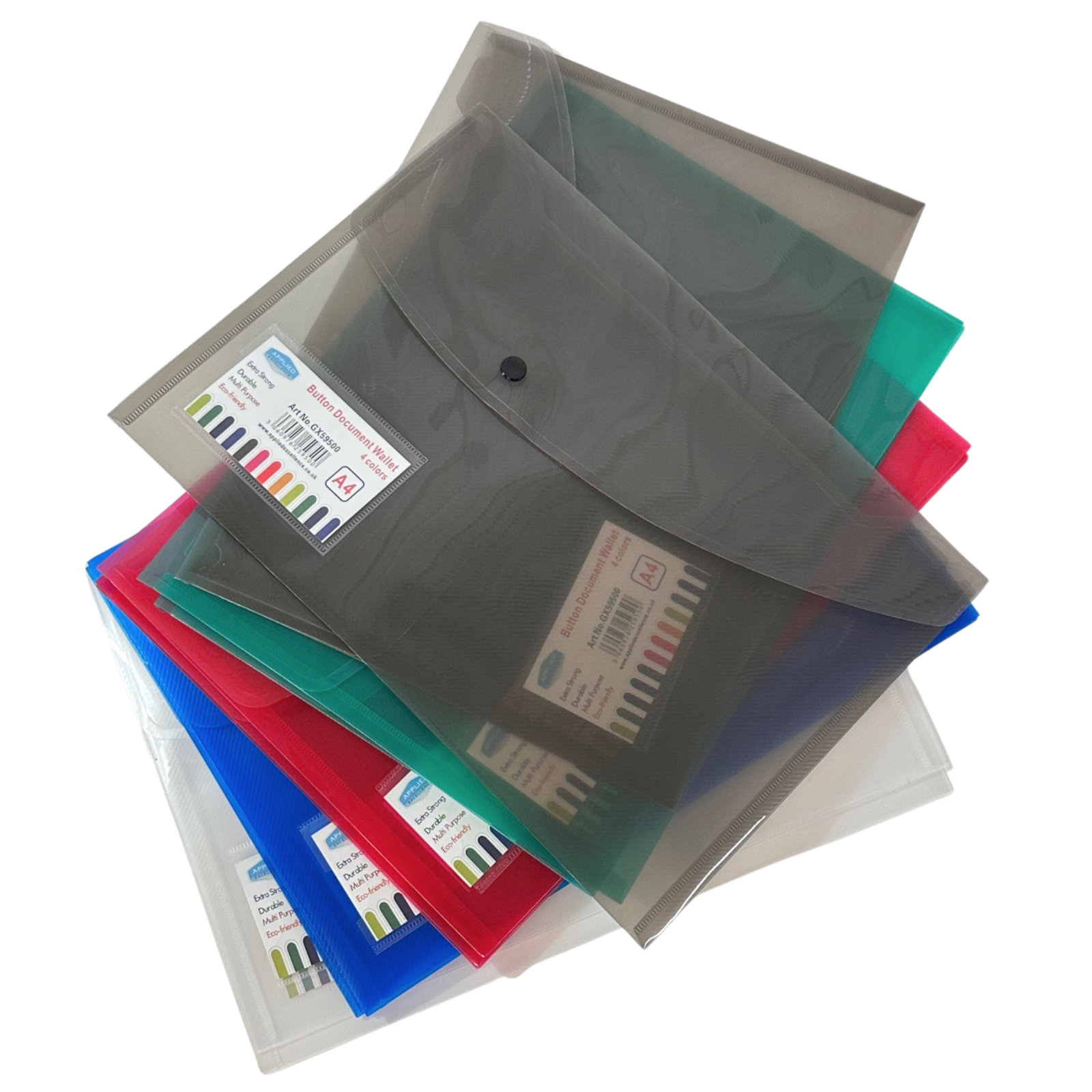 A4 Plastic wallets Stud Document Wallet Files Folders Filing School ...