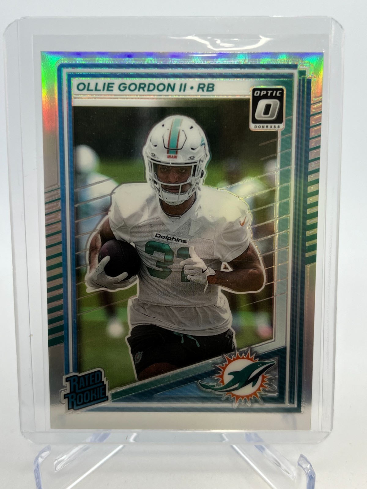 2025 Panini Donruss - Rated Rookie Ollie Gordon II #394 Optic Preview Holo Prizm