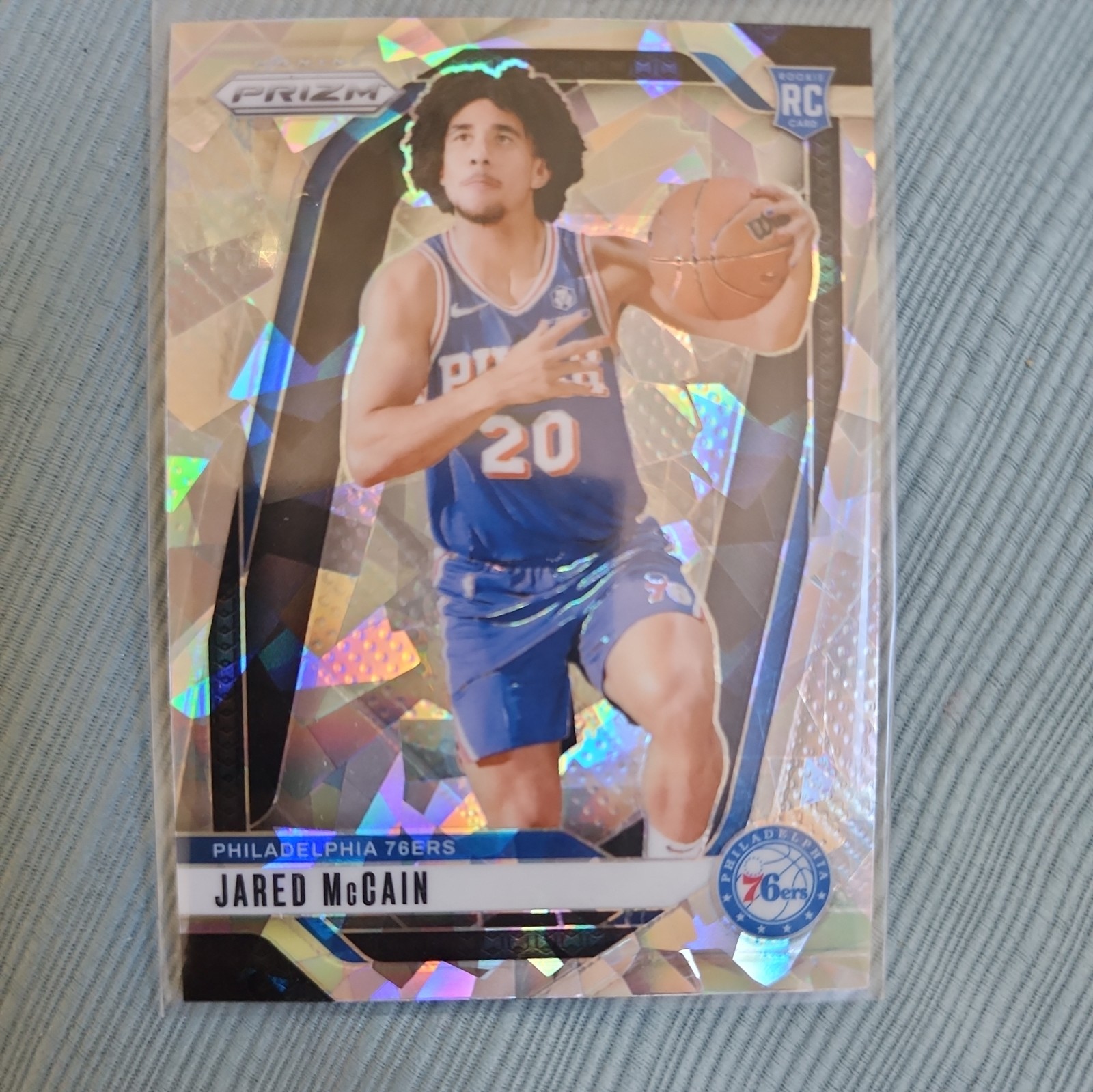2024-25 Panini Prizm Jared McCain RC Silver Cracked Ice #222 Philadelphia 76ers
