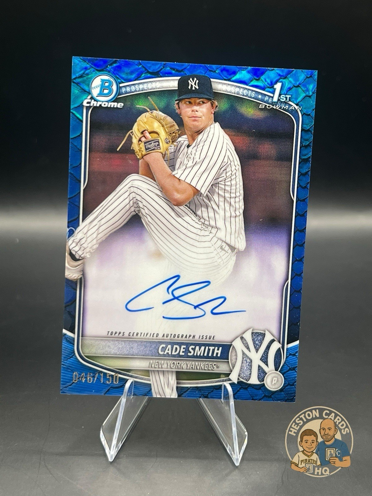Cade Smith 2025 Bowman Chrome 1st Prospect Auto Reptilian Blue Refractor /150
