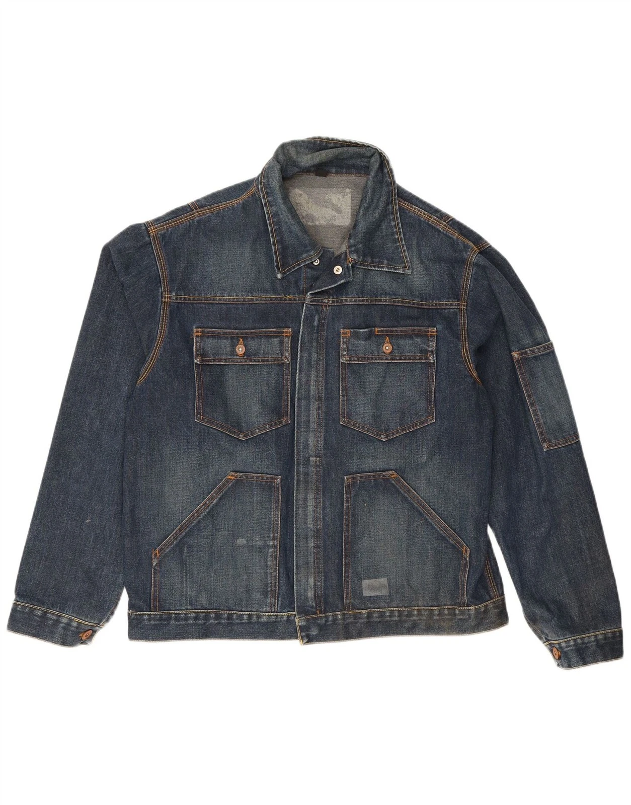 Meltin' Pot Mens Denim Jacket UK 40 Large Navy Blue Cotton CO09