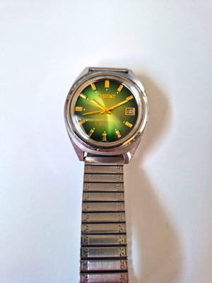 Orient 21 Jewels Automatic Vintage Herren Automatik Uhr grün Datum Edelstahl