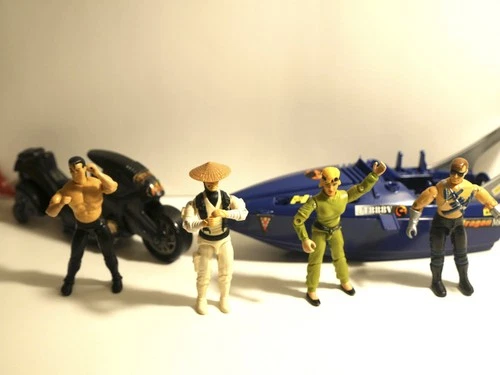 Vintage 90s MORTAL KOMBAT Gi Joe Figures RAIDEN, JOHNNY CAGE+++ 2 VEHICLES! RARE