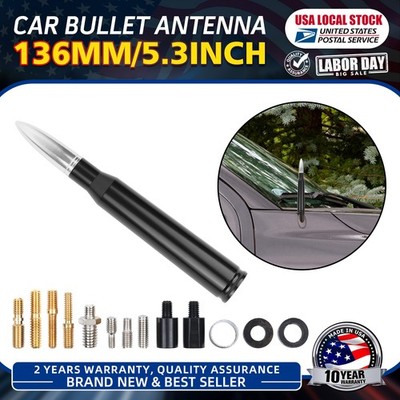 5.3 Inch Bullet Antenna Black Silver Mast Radio AM/FM Replace For Ford F150
