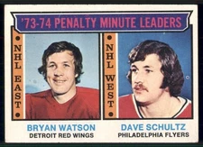 1974-75 Topps #5 1973-74 PIM Leaders (Bryan Watson / Dave Schultz)