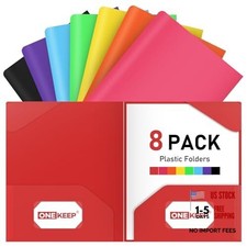 Set of 8 Plastic Folders with Pockets   2-Pocket Document Folders with 2 Corners