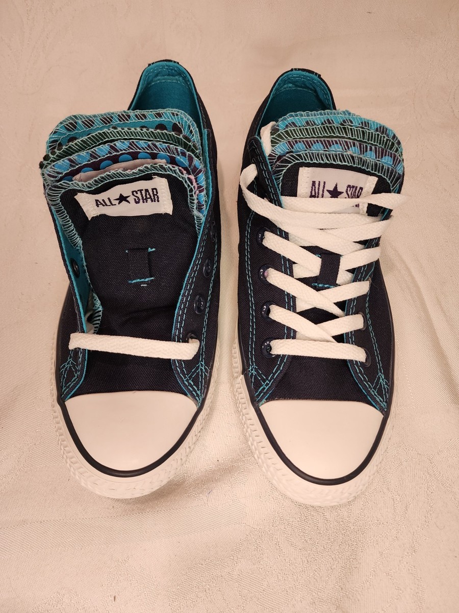 NIB Converse Multi Tongue Women's 9 Men's 7 Navy Teal Purple