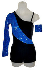 We Got Game SHORT Biketard ROYAL BLUE Adult Large Dance Costume Team Spirit