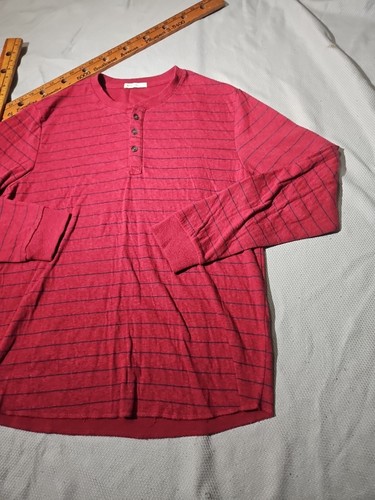 Marine Layer Shirt Mens Medium Red Blue Striped Pullover Casual Preppy Button - Picture 5 of 11