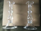 NM Pair of  STEUBEN Signed Art Glass TEARDROP # 7792 Baluster 9" Candlesticks