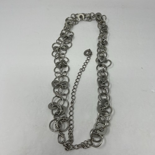 Women's Chain Belt Silver Tone Adjustable Ring Metal Link for Casual Dress 43" - Picture 8 of 11