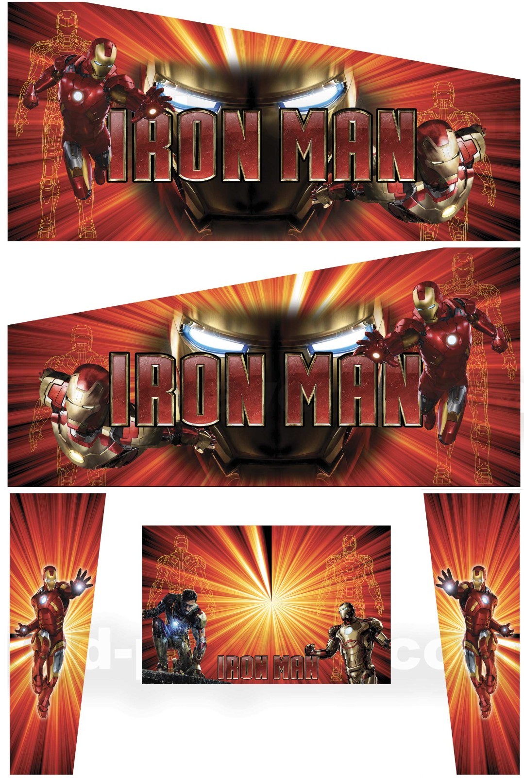Stickers Iron Man pour décoration de flipper virtuel et borne pincab