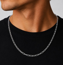 14K White Gold, 2.1mm Paperclip Chain, 16-24