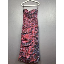 Rickie Freeman Teri Jon Size 6 Ruched Formal Strapless Gown Purple