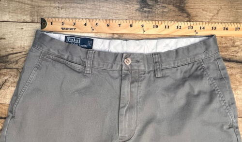 Pantalones Chinos Polo Ralph Lauren Preston Talla 33 x 32 Gris Frente Plano Pantalones Caqui. - Imagen 3 de 12