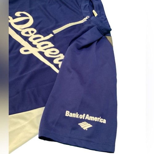 LA Dodgers MLB Quarter-Zip Athletic Jersey Navy Blue and White Baseball Shirt - Picture 6 of 10
